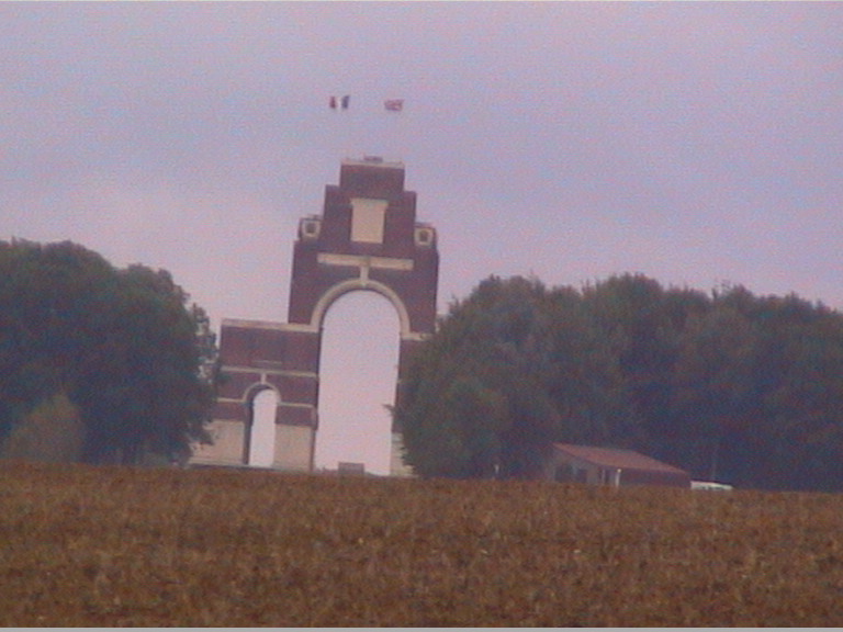 Distant view of Thiepval Memorial